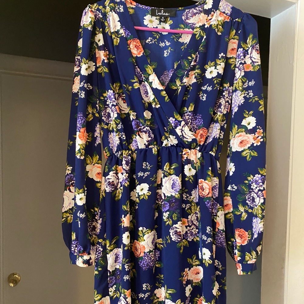 Lulus Floral Faux Wrap Dress